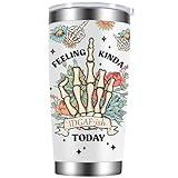 LEADO 20 oz Best Friend Coffee Tumbler, Feeling Kinda IDGAF-ish Today - Funny Tumblers for Women, Men - Christmas, Birthday Gifts for Women, Mom, Friend, BFF, Joke Gifts - Sarcastic Cup, Skeleton Cup
