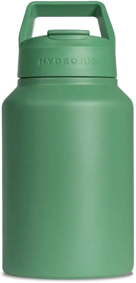 HydroJug Sport - Stainless Steel Tumbler with Straw, Vacuum Insulated, 64oz Leakproof Water Bottle, Ergonomic Design, Reusable, Dishwasher Safe, Rubber Base, Durable for Gym or Outdoors, Sage