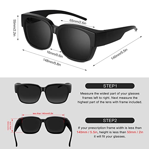 2pcs Over Glasses Sunglasses for Women and Men, Polarized Fit Over Sunglasses Over Glasses with UV Protection2