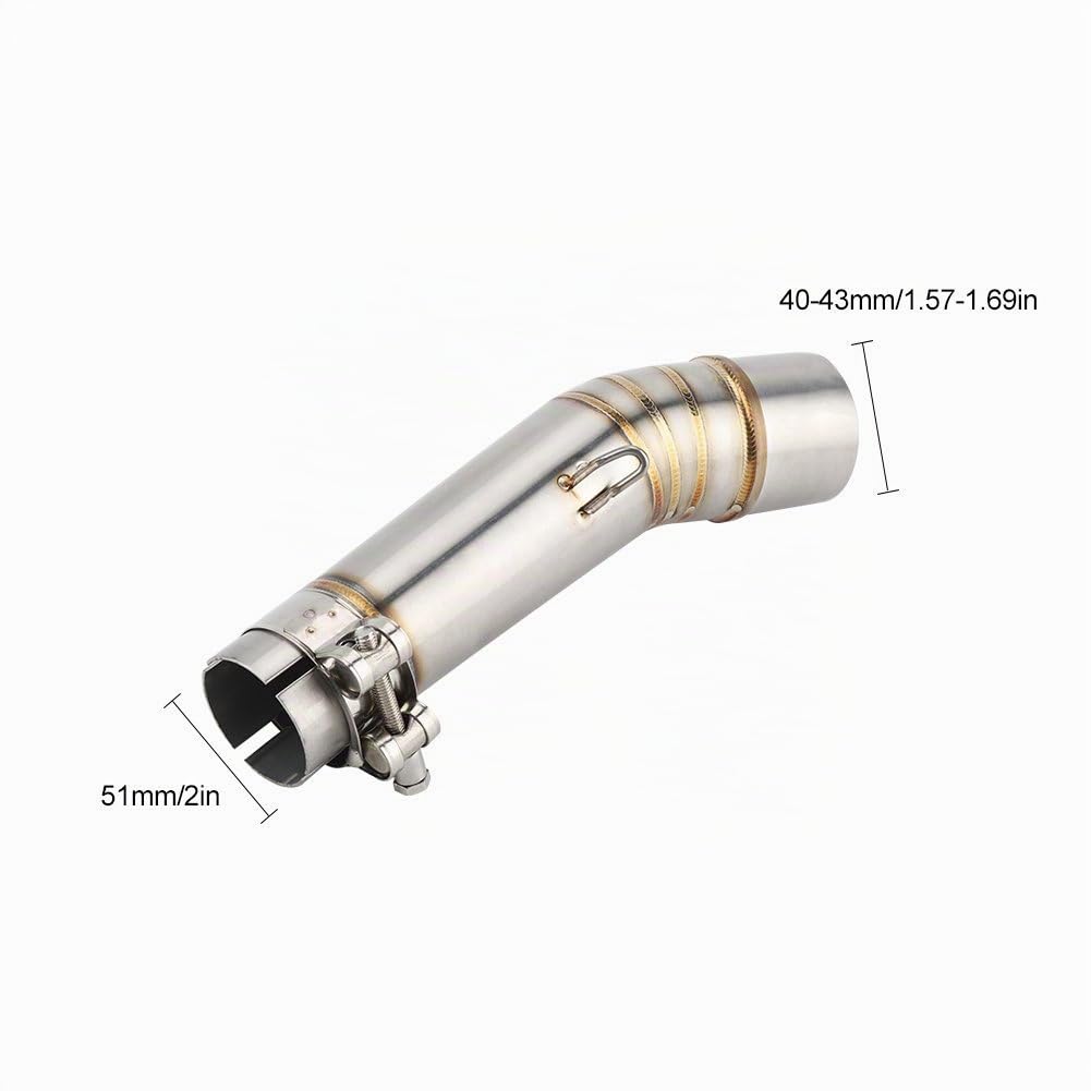 Tuyau d'Échappement Central pour Moto compatible avec NC700X NC750X NC750S NC700S 2012-2017, Acier Inoxydable, 40-43/51mm