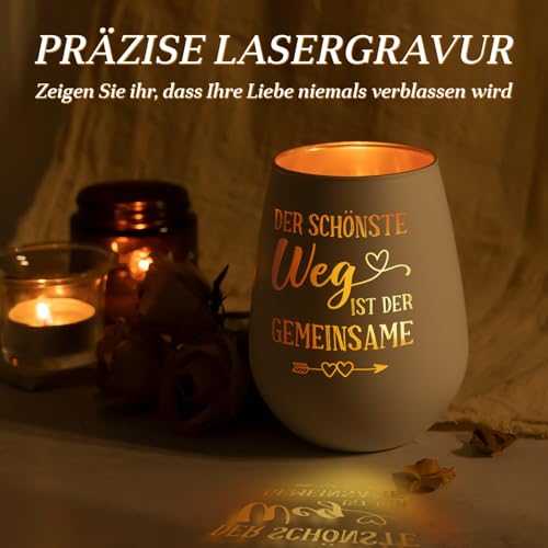Craftique Goldene Hochzeit Geschenke - Windlichter - Hochzeitstag Geschenk, Verlobungsgeschenk, Silberhochzeit, Hochzeitsgechenke für Brautpaar, Hochzeit Valentinstag