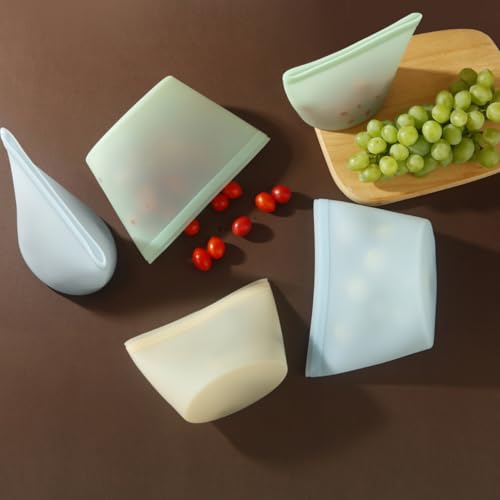 6 Pack Reusable Silicone Food Storage Bags, Emptycolor Reusable Ziplock Bags, Leakproof Freezer Bag for Sandwich, Snack, Dishwasher Safe, BPA Free - Image 3