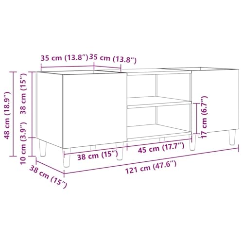 Meuble de rangement vinyle bois vieilli 121 cm pour salon - 3