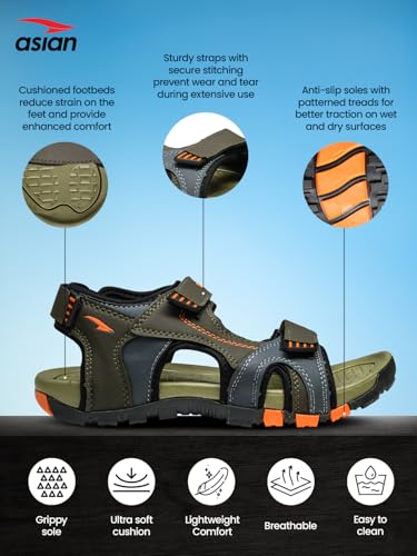 Image of ASIAN Vistara-31 Men's Sandals | Casual Sandals for Men with Anti-Slip Grip | Best Sandals for Men with Lightweight & All-Day Comfort
