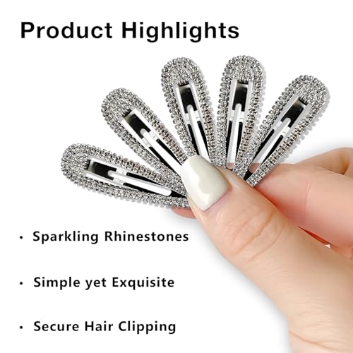 Set de 4 pinzas plateadas con piedras brillantes de 2.36 pulgadas - Barrettes para cabello para mujeres y niñas - para boda, fiesta y eventos miniatura 2