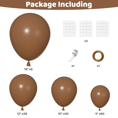 Image of Ouddy Party 129Pcs Brown Balloon Arch Garland Kit in 18 12 10 5 Inch