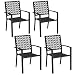 Yaheetech 4-er Set Metallstuhl Outdoor-Esszimmerstuhl bis 136 KG Belastbar Stapelbarer Gartensessel aus Metall 58 × 59,5 × 89 cm LxBxH Schwarz
