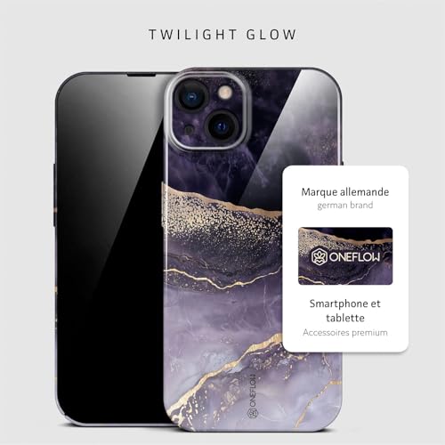 Coque rigide iPhone 15 marbre violet doré paillettes premium - 4