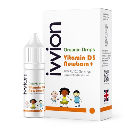 Image of ivvion Organic 10 UG 120 Drops- Daily Vitamin D3 Supplement for Infant and Young Children