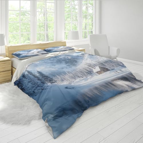 Housse couette neige blanche ensemble doux pour des nuits sereines - 3
