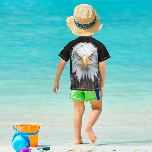 CaTaKu Egle Bird Head Boys Rash Guard Swim Shirts Toddler Quick Dry UPF 50+ Rashguard Short Sleeve 3-12T 5