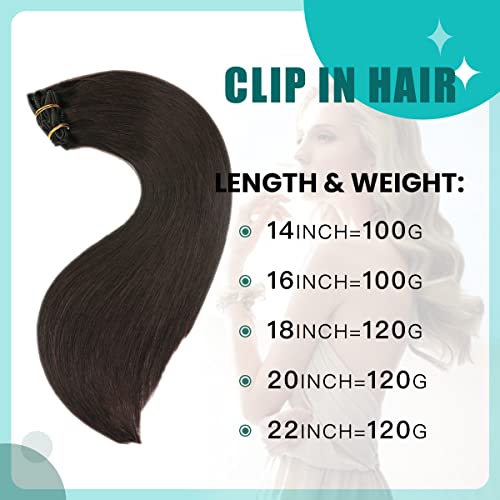 Extensions à clip 50cm cheveux Remy lisses SURNEL noir 120g #1B