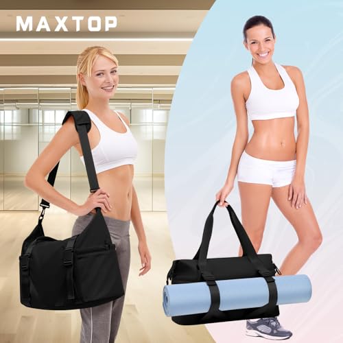 MAXTOP Women's Gym Yoga Duffle Bag with 2 Bonus Shoe Pouches, Multi-Purpose Overnight Travel Bag for Gym Work Dance Sports2