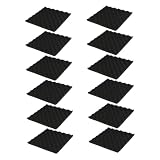 LRXIYODE 12 Pezzi Pannelli Acustici in Polistirolo Nero, Isolante Fonoassorbente per Pareti, Riduzione del Rumore per Uffici e Sale Media