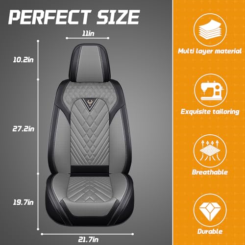 Image of for Toyota RAV4 Seat Covers 2008-2026, Waterproof Car Seat Covers | Nappa Leather Seat Covers for RAV4 Front Set, Airbag Compatible, Full Coverage Seat Protectors, Easy Install(Black /Gray)