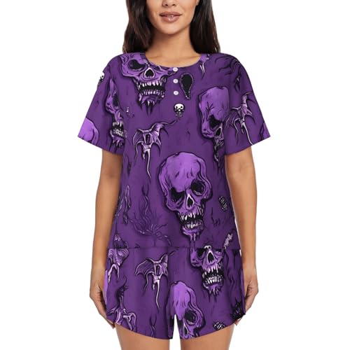 Pijama de terror morado de mujer para ropa de descanso exterior