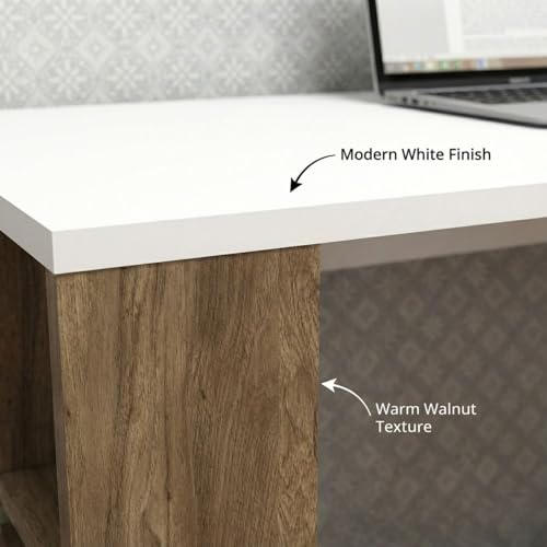 Image of FFO Study Table for Adults, Computer Table, Study Table for Students, Office Table, Engineered Wood SS (Walnut and White) - DIY