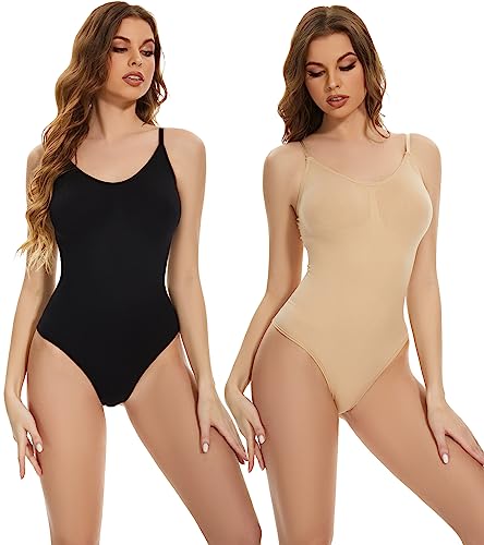 Image of ModoSlim 2 pack Shapewear Bodysuits - Tummy Control for Women Shapewear Body Suits Sculpting Top Thong Body Shaper