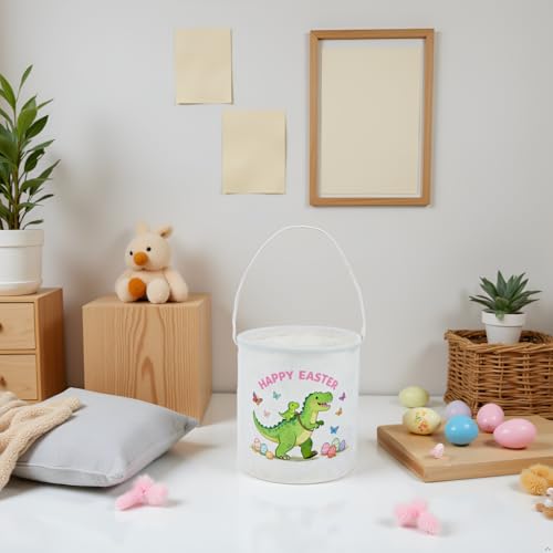 Image of Dinosaur Easter Bucket Easter Basket for Kids Baby Storage Basket Cute Toy Storage Bin Organizer Shelf Book Basket Easter Room Decor(Dinosaurs)