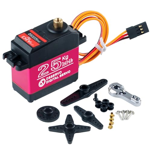 Geekstory DS3225 25KG Digital Servo Motor 180 Degree High Torque Full Metal Gear RC Servo with 25T Servo Horn IP66 Waterproof for 1/8 1/10 Baja RC Cars Crawler Buggy Truggy