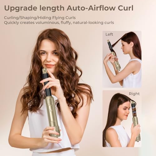 Image of 6 in ONE Blow Dryer Brush,Air Curling Iron Round Brush Blow Dryer 800W,Ionic Hair Dryer Brush for Women, Hot Air Brush Hair Styling Tools 100-120V