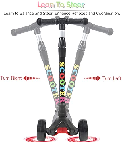 Lol-Fun Scooter For Kids Ages 3-5 Years Old Toddlers With 3 Wheel Led Lights, Childrens Kick Scooter For Kids Ages 6-12 Boys Girls With 4 Adjustable Height And Lean-To-Steer #TOP3