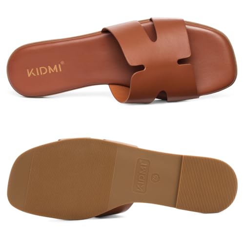 Image of KIDMI Women's Dressy Flat Sandals, Comfortable Slip On Summer Slides, Fashion Open Toe Casual Sandals