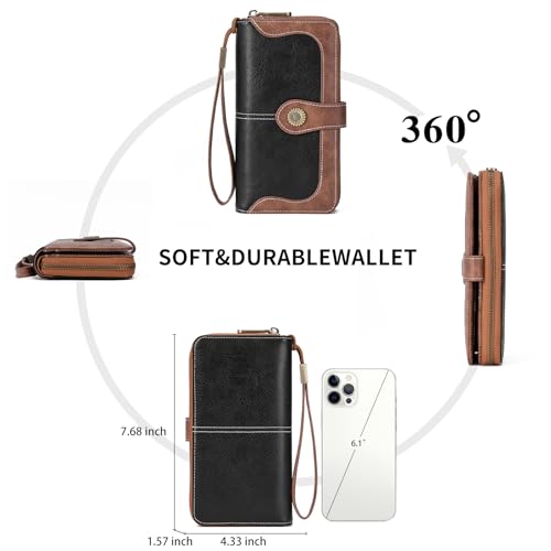 FALAN MULE Womens Wallet RFID Blocking Large Capacity Bifold Leather Credit Card Holder with Zipper Pocket Purse2