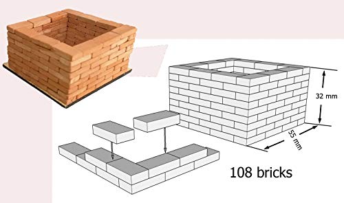 ALEA Mosaik Backsteine, Ziegel, 16x8x4mm, für Modellbau,. 500 echte Ziegel,