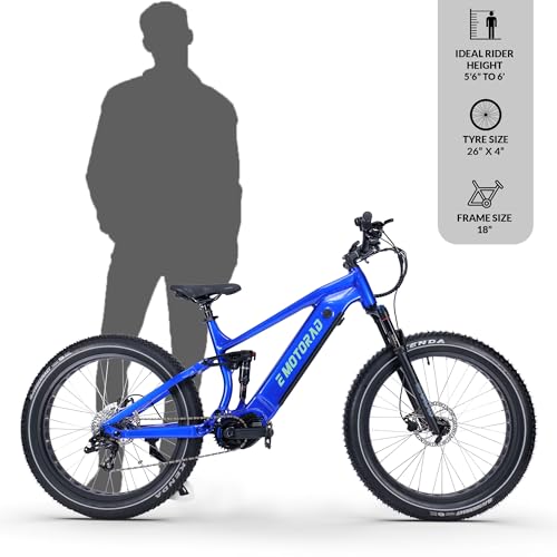 Image of EMotorad Nighthawk Mountain Electric Cycle (17.5Ah Li-Ion Removable Battery, Rockshox Dual Suspension, Kenda Juggernaut Fat Tyres) (Berry Blue)