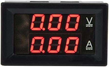 3 Digit DC 0-100V 50A/100A Voltmeter Ammeter Gauge Dual LED Digital Voltage Current Panel Meter Volt Tester Meter Amp Detector(Red & Red-10A)