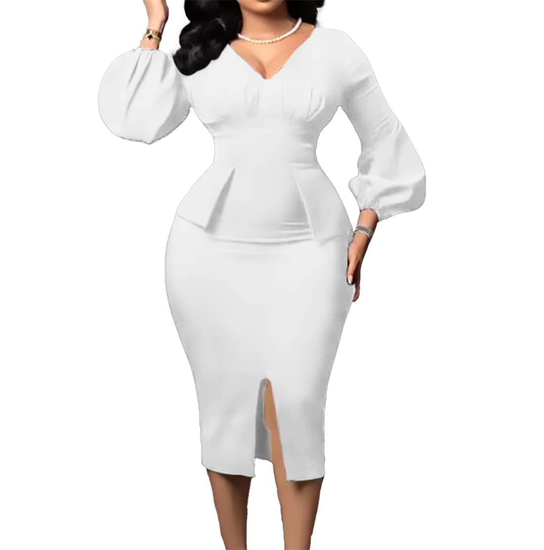 Bodycon Pencil Dress for Women Casual Church Dresses Midi Teacher Office Modest Business Wear to Work Suiting Outfits