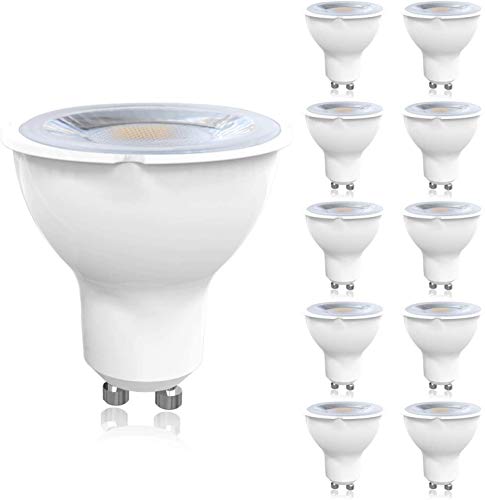 Panorama24 LED GU10 SET 10 stuks 7 W met een helderheid van 59 W, koud wit (6500 K), 556 lm, 38 ° kijkhoek, A+, gloeilamp, halogeen, lamp, spot, schijnwerper