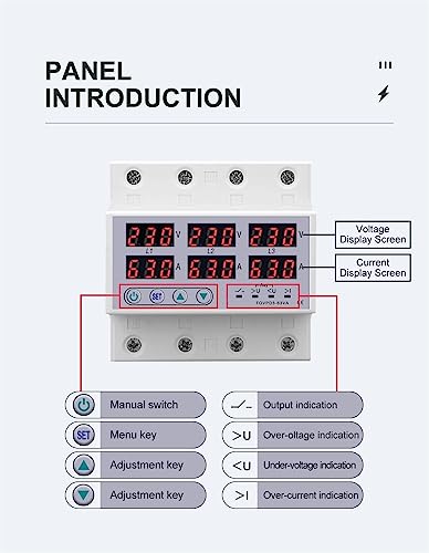 Protector de relé contra apagones y sobretensiones trifásicas MOBYAT 220V 5