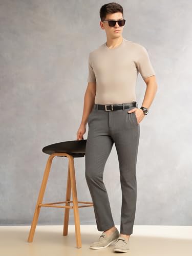 Image of Thomas Scott Men's Regular Fit Mid-Rise Solid Formal Performance Trouser | Flexi-Waist & 4-Way Stretch | 4 Pockets | Button Closure