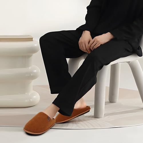 Image of COFACE Unisex Mens Womens Cozy Memory Foam Scuff Slippers Casual Slip On Warm House Shoes Indoor /Outdoor Felt Sandal Slippers Size 4-15