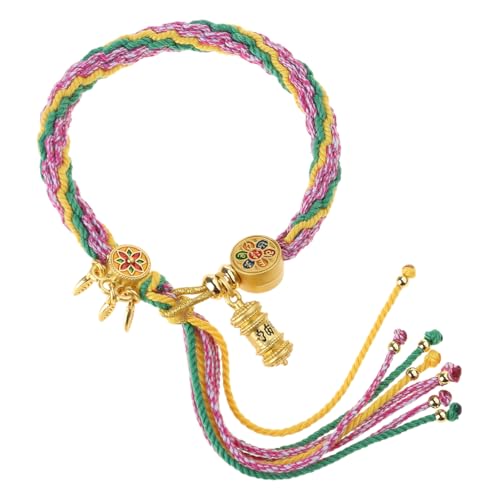 Rudiaoa Pulsera Tejida A Mano De Estilos Tradicionales Tibetanos con Tara Verde Y Diseños del Dios La Riqueza para Uso Diario Informal Accesorios