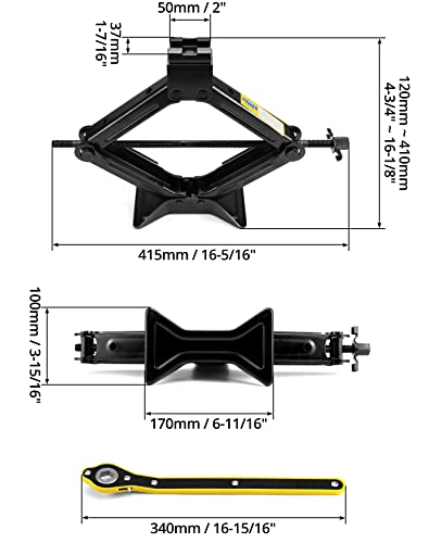 Qwork 4409 Lbs Scissor Jack For Car, Steel Scissor Lift Jack Car Kit, Car Tire Jack For Auto/Suv/Mpv, With Saving Effort Ratchet, Black #TOP5