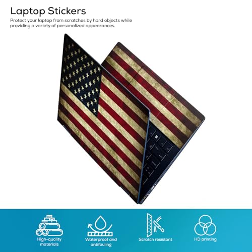 Image of Galaxsia Grunge USA Flag Top+Wrist Pad Vinyl Laptop Skin /Sticker /Cover Upto 15.6 Inches Laptops Laminated-Removable-HD Quality Compatible for Hp-Dell-Sony-Lenovo-Asus etc.(15x10 Inches)