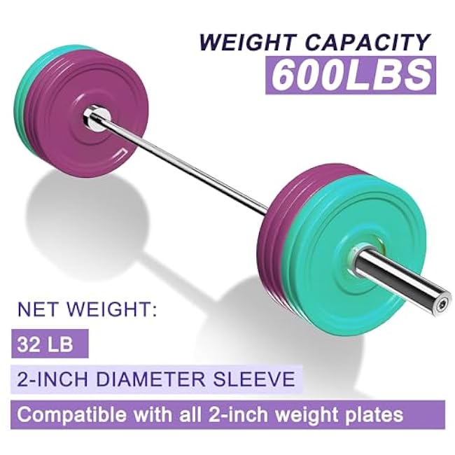 Olympic Barbell Curl Bar EZ Bar 4/5/6/7 FT Barbell Bar 300/400/500/600 Weight Capacity Strength Training Bar for Home Gym