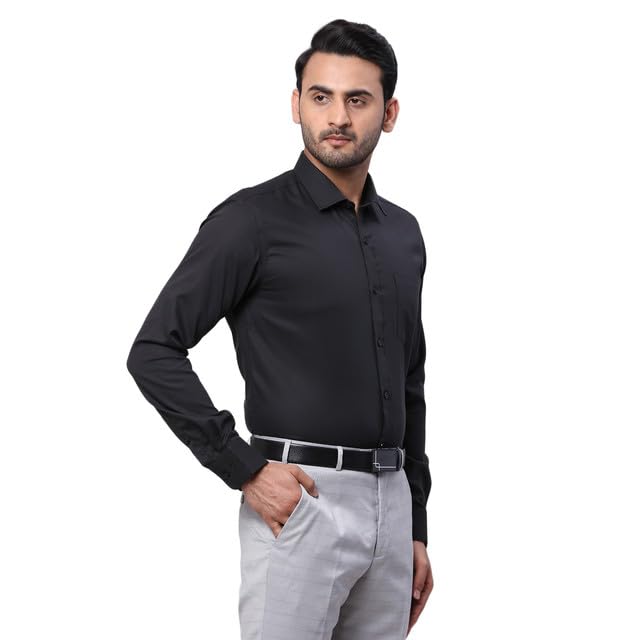 Image of Park Avenue Men's Slim Fit Structure Pattern Pure Cotton Semi Cutaway Collar Full Sleeve Formal Shirt