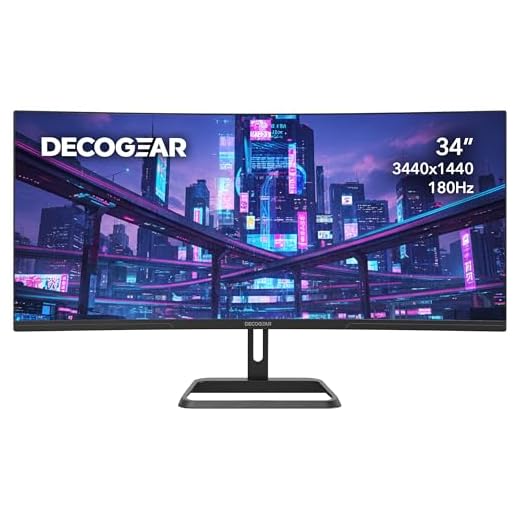 Deco Gear 34” Ultrawide Curved Gaming Monitor 3440×1440 UWQHD, 180Hz, 1ms MPRT, VA Panel, 1500R, HDR Ready, 100% sRGB, Adaptive Sync, Dual HDMI/DP, 21:9, VESA Mount, Tilt Adjustable - American Seller