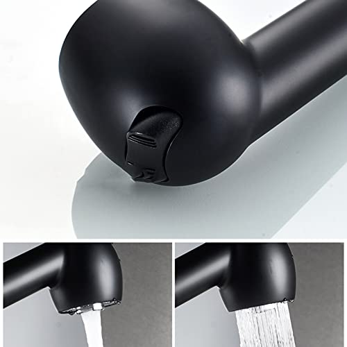 Robinet de cuisine avec douchette en laiton mitigeur design noir design - 6