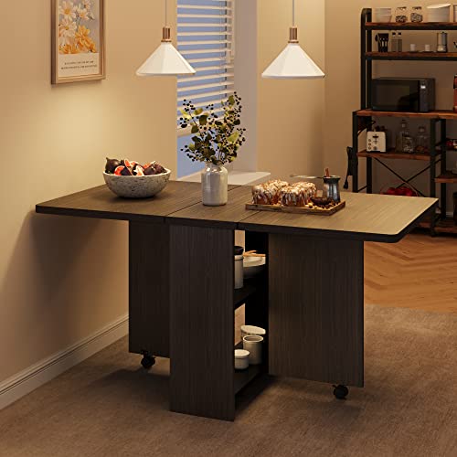 Table à manger pliante gain de place extensible bureau modulable et meuble de rangement mobile - 7