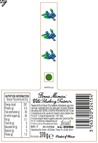 Bonne Maman Wild Blueberry Preserve, Marmalade Fruit Jam, 13 oz ℮ 370 g - Image 12 thumbnail