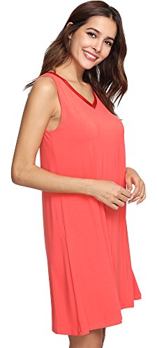 Image of GYS Cooling Bamboo Viscose Nightgowns for Women, Lightweight Sleeveless V Neck Sleep Shirt for Hot Sleepers, Soft Night dress