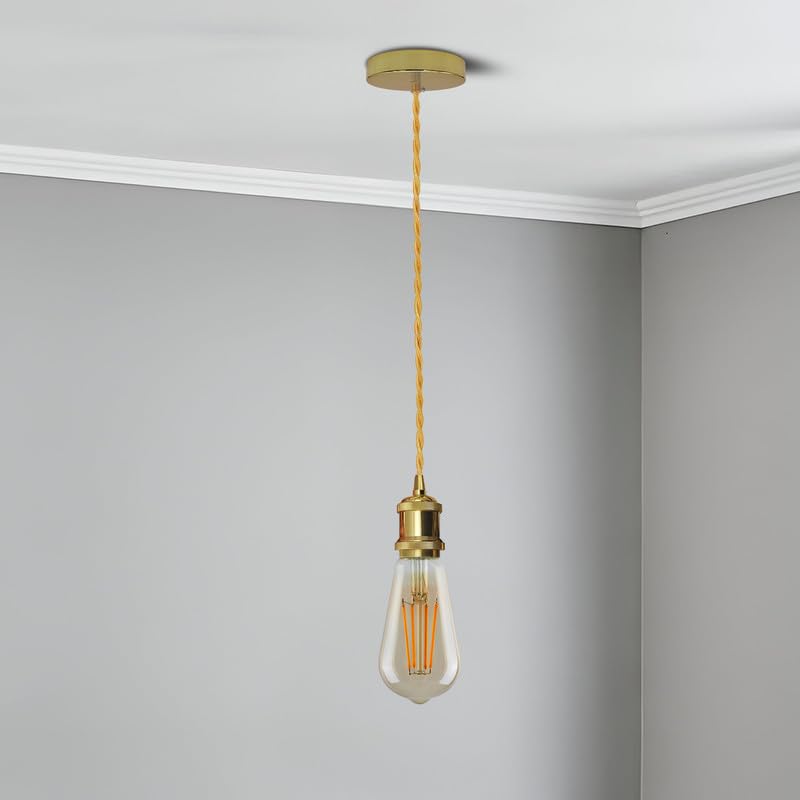 French Gold E27 Pendant Light Fitting Vintage Metal Ceiling Lamp Holder