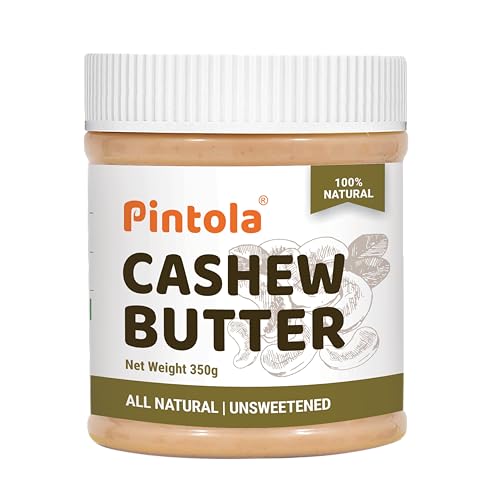 Image of Pintola Cashew Butter 350g - All Natural Vegan Cashew Butter, Gluten Free & Cholesterol Free, Unsweetened for Bread Spreads, Made with Fresh Cashews, Source of Fiber & Protein