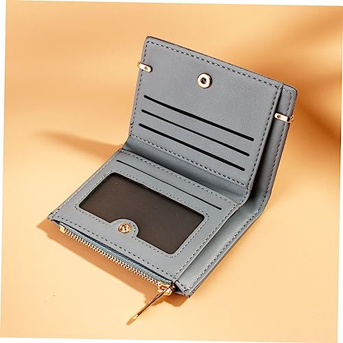 Portable Short Purse for Women Multi Functional Zippered Coin Holder Bag Fashion Wallet with Clasp for Business Cards and Cash Durable Grey Design2