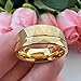 TUTISS 8mm Gold Hammered Tungsten Rings for Men Women Couple Fashion Jewelry Engagement Wedding Bands Offset Line Matte Finish Comfort Fit Size 7